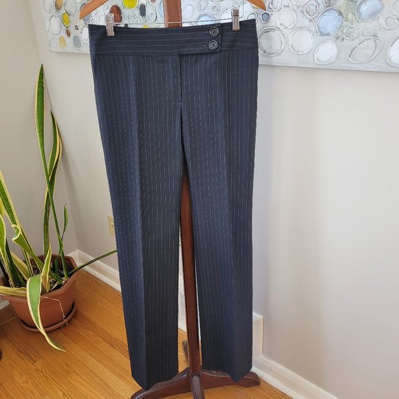 Periphery Grey and Camel Pinstriped Wool Blend Pants US 6 - Picture 2 of 12